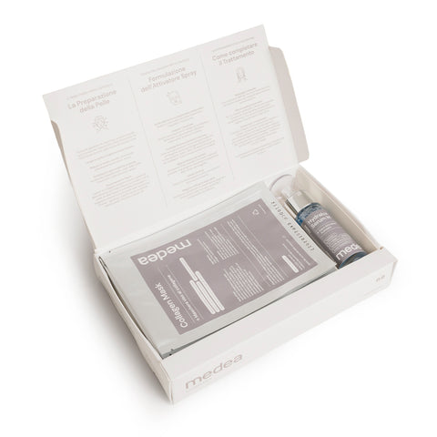 Active Blue Mask Kit Medea Skin aperto con Collagen Mask in tessuto e siero viso Hydralux Serum M effetto idratante e rigenerante